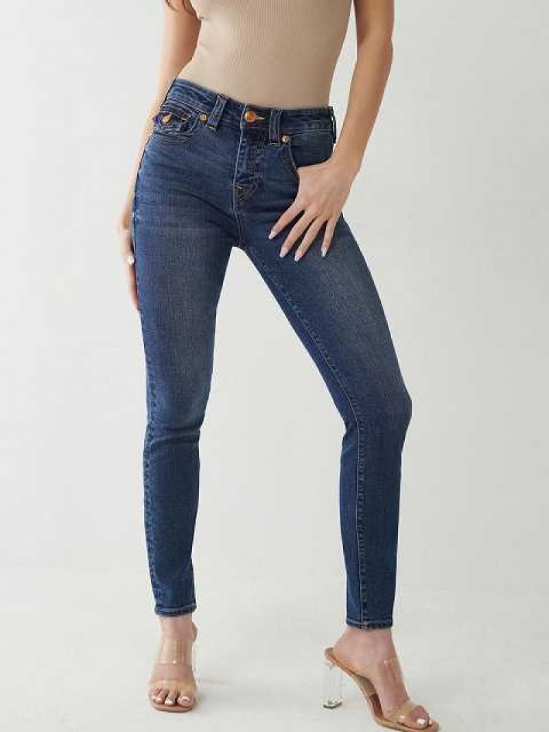 True Religion Halle Mid Rise Super Skinny Jeans Dam Blå | LHD571806