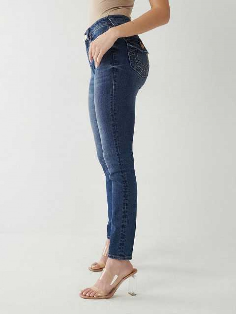 True Religion Halle Mid Rise Super Skinny Jeans Dam Blå | LHD571806