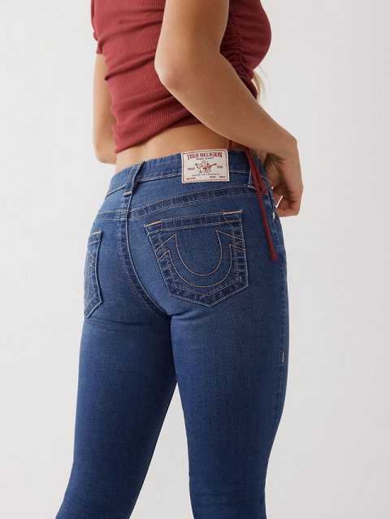 True Religion Halle Mid Rise Super Skinny Jeans Dam Marinblå | XNY690325