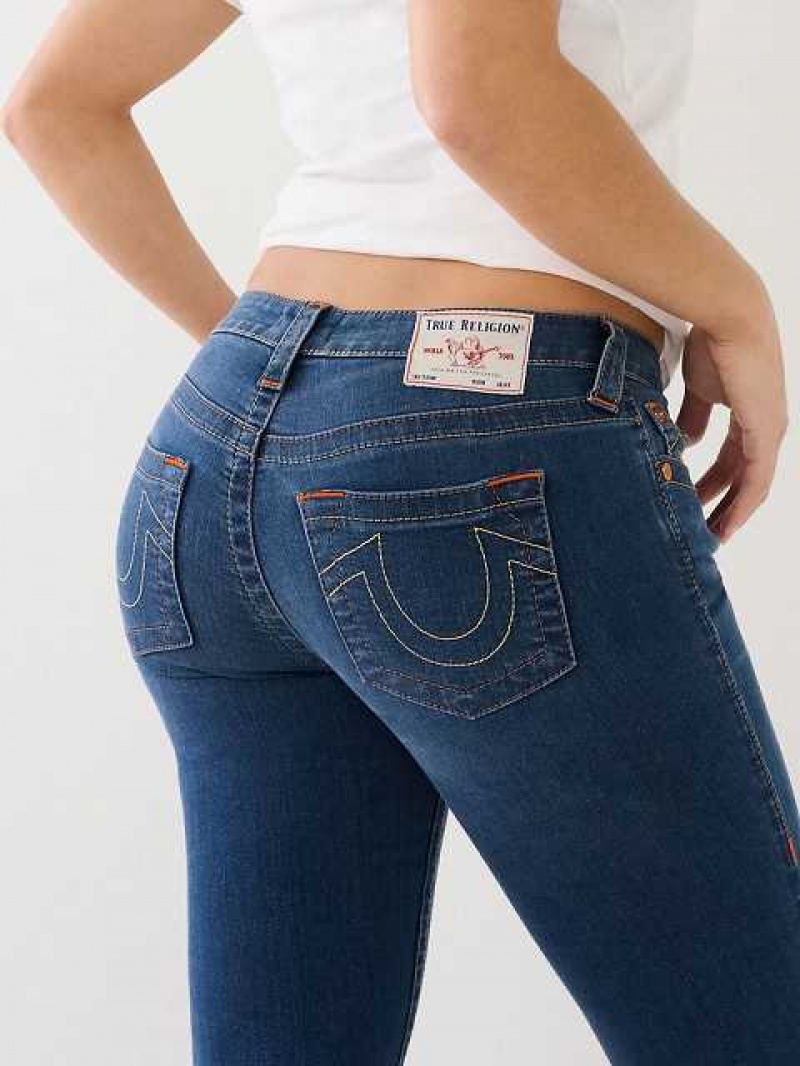 True Religion Halle Mid Rise Super Skinny Jeans Dam Marinblå | DUE712069