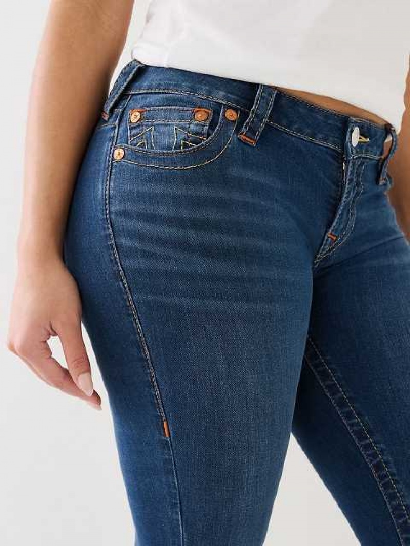 True Religion Halle Mid Rise Super Skinny Jeans Dam Marinblå | DUE712069