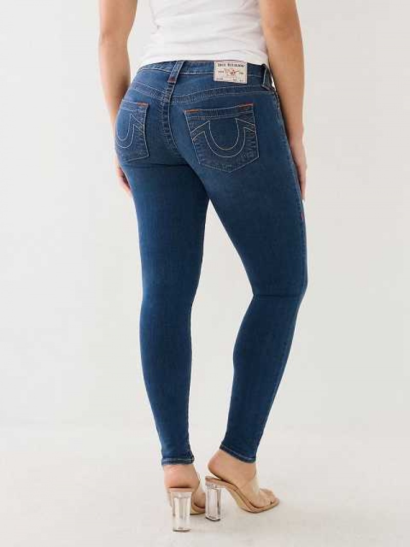 True Religion Halle Mid Rise Super Skinny Jeans Dam Marinblå | DUE712069