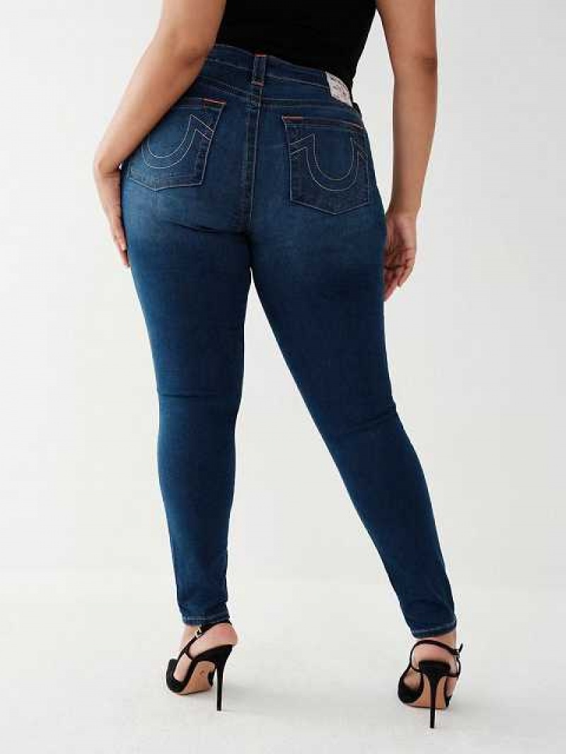 True Religion Halle Mid Rise Super Skinny Jeans Dam Marinblå | DUE712069