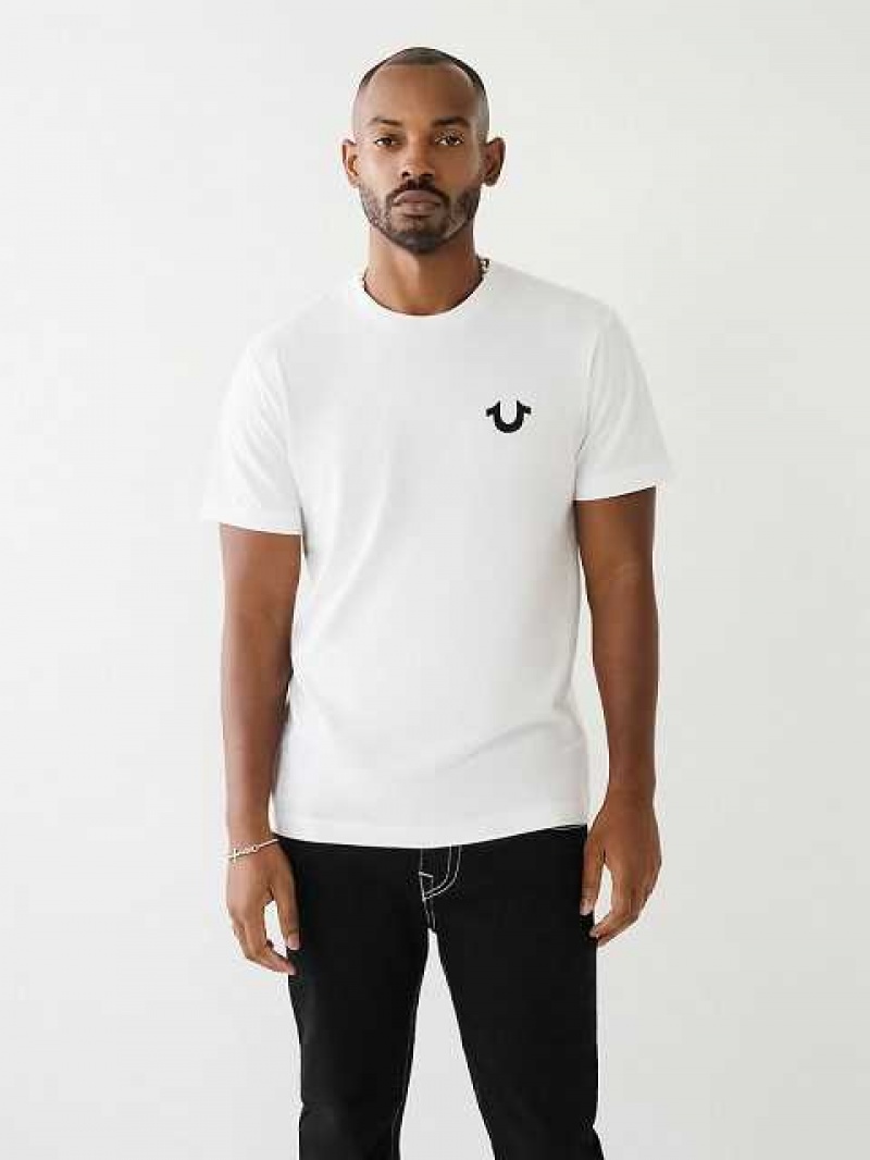 True Religion Horseshoe Logo Crew Neck T-shirt Herr Vita | MUO820749