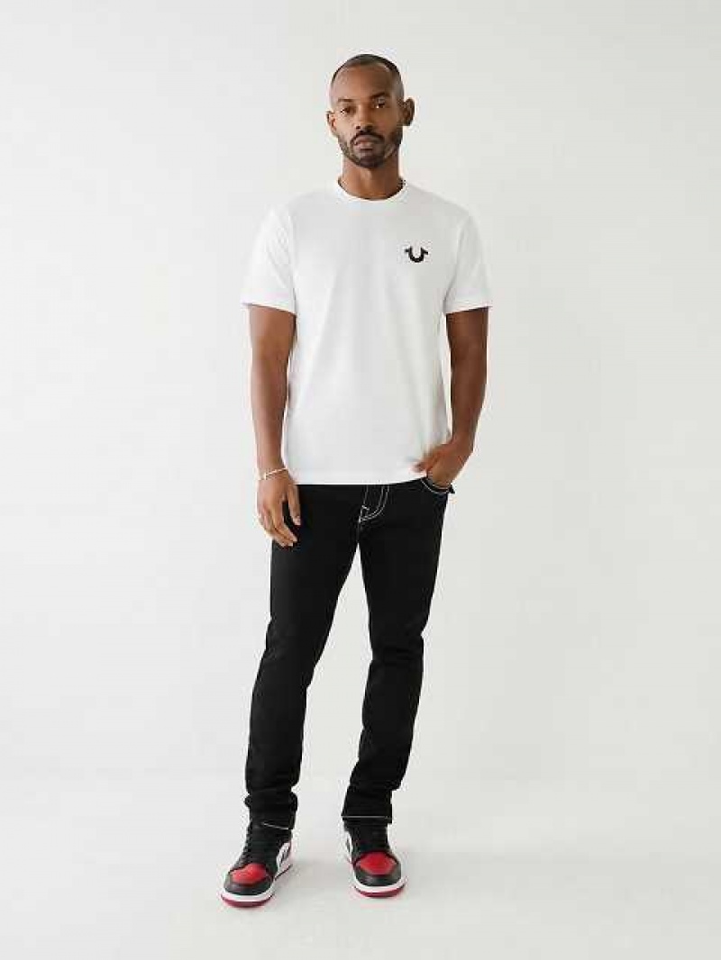 True Religion Horseshoe Logo Crew Neck T-shirt Herr Vita | MUO820749