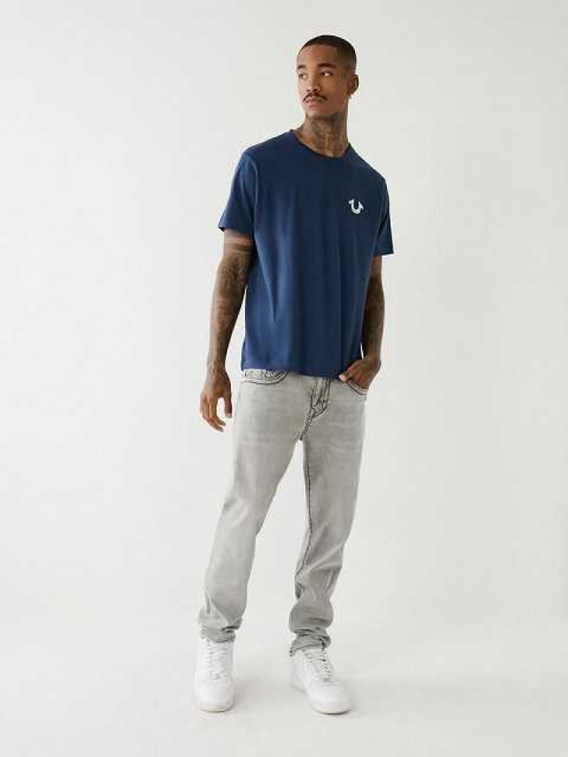 True Religion Horseshoe Logo Crew Neck T-shirt Herr Marinblå Blå | BCZ061938