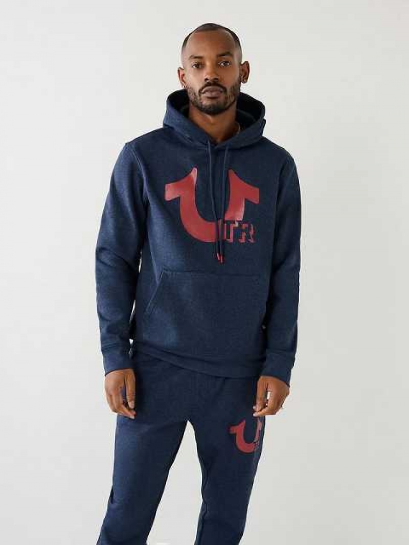 True Religion Horseshoe Logo Hoodie Herr Marinblå Röda | AOE794816