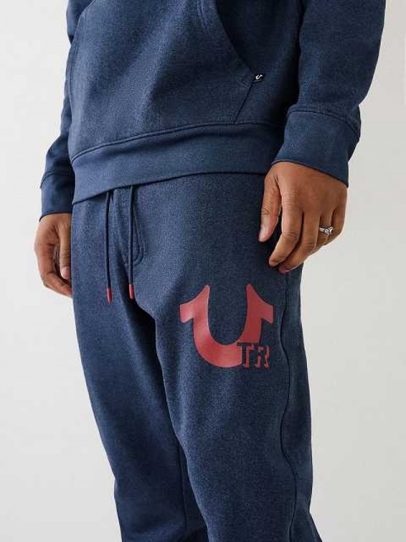 True Religion Horseshoe Logo Joggingbyxor Herr Marinblå Röda | TQH987136