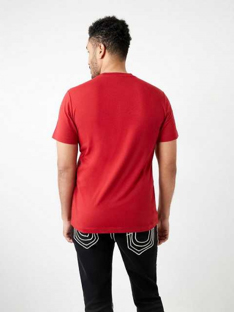 True Religion Horseshoe Logo Korta Sleeve T-shirt Herr Röda | MJT762815