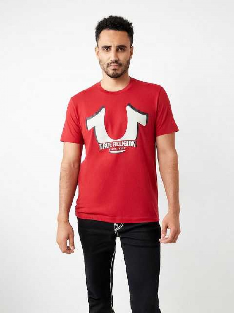 True Religion Horseshoe Logo Korta Sleeve T-shirt Herr Röda | MJT762815