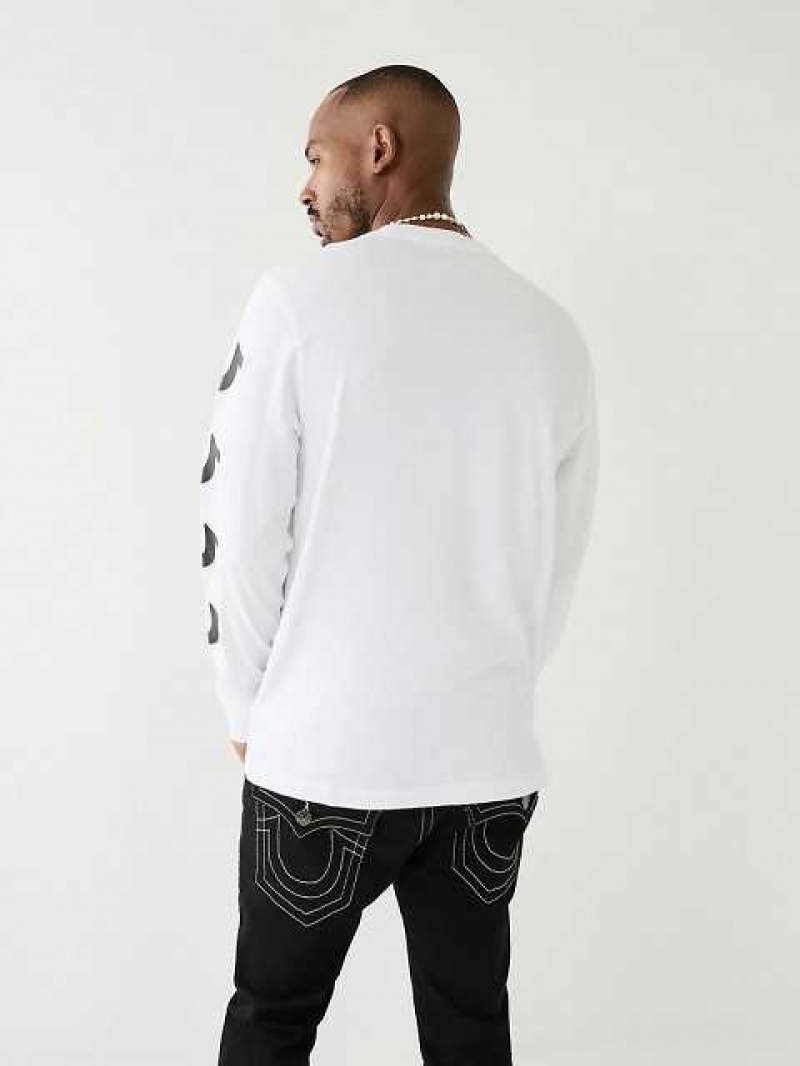 True Religion Horseshoe Logo Long Sleeve T-shirt Herr Vita | EQU692075