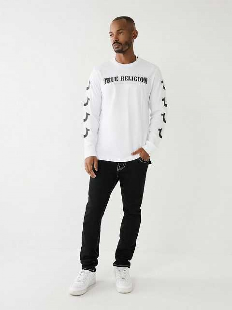 True Religion Horseshoe Logo Long Sleeve T-shirt Herr Vita | EQU692075