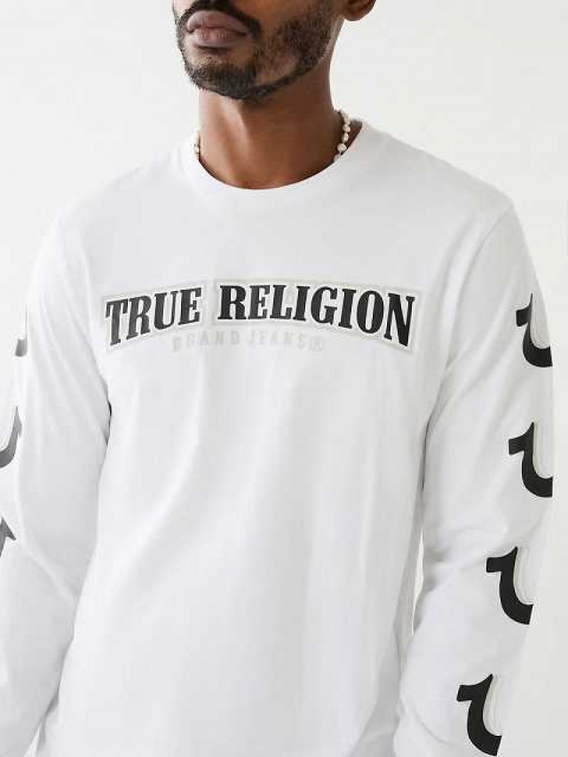 True Religion Horseshoe Logo Long Sleeve T-shirt Herr Vita | EQU692075