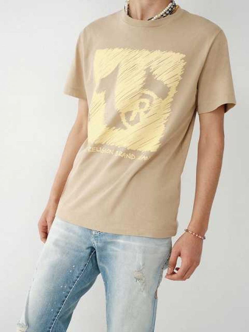 True Religion Horseshoe Logo T-shirt Herr Beige | SZL480651