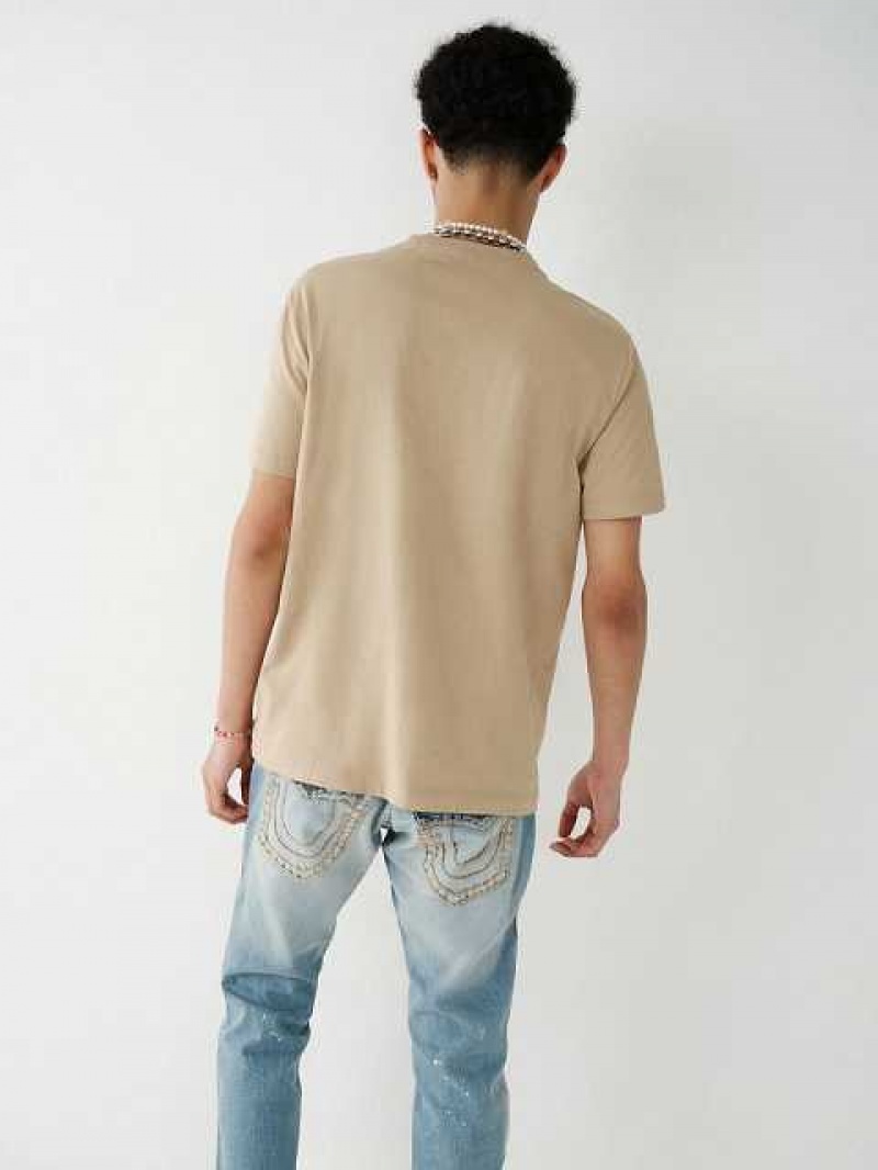 True Religion Horseshoe Logo T-shirt Herr Beige | SZL480651