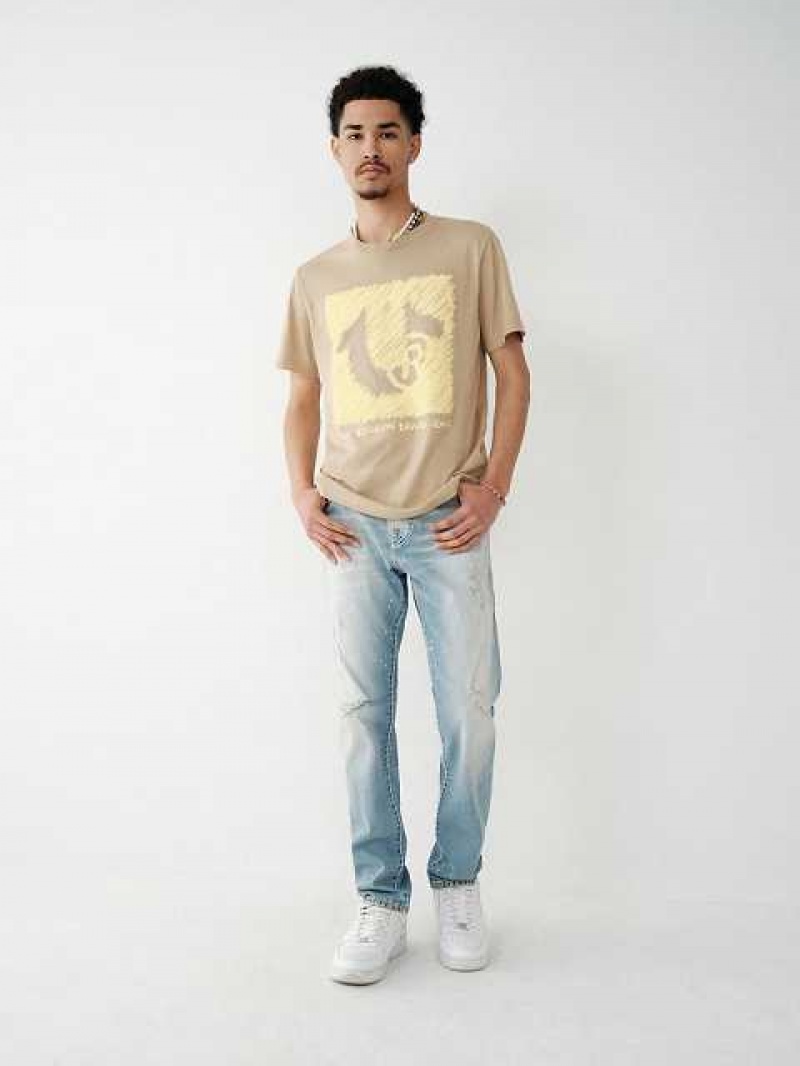 True Religion Horseshoe Logo T-shirt Herr Beige | SZL480651