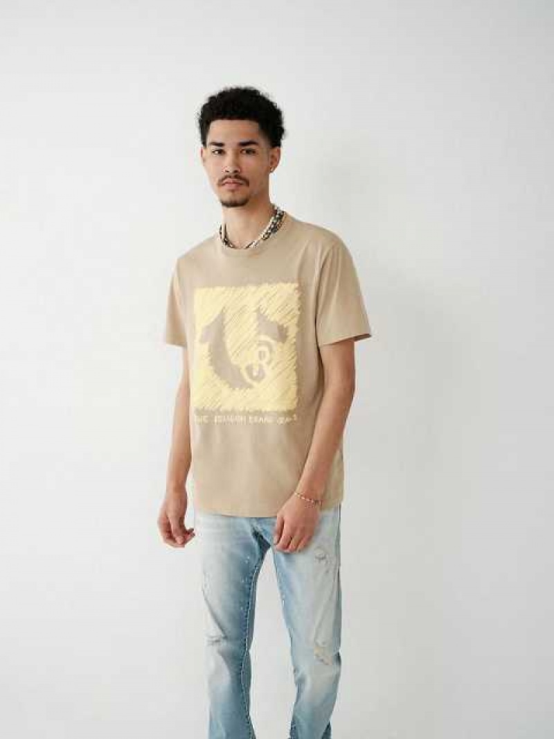 True Religion Horseshoe Logo T-shirt Herr Beige | SZL480651