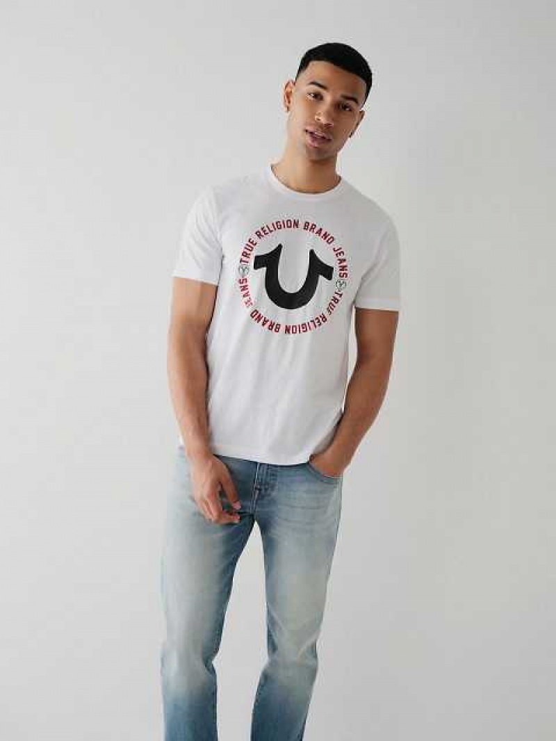 True Religion Horseshoe Logo T-shirt Herr Vita | PTV391706