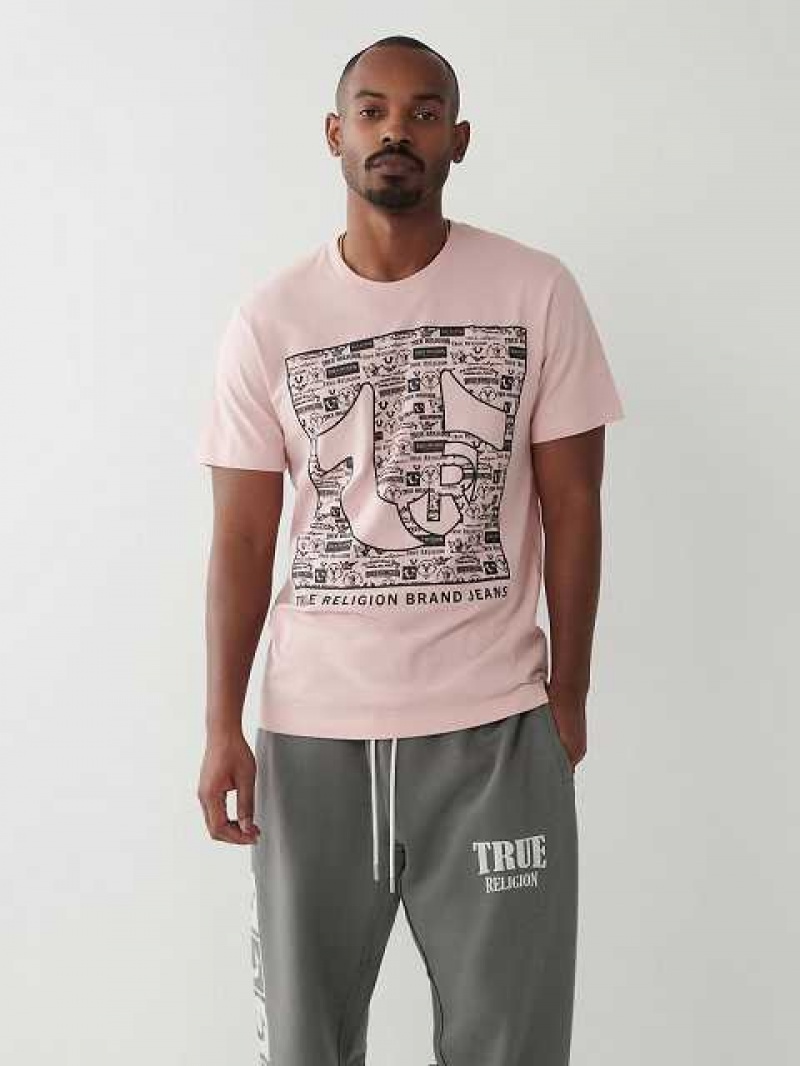 True Religion Horseshoe Logo T-shirt Herr Rosa | UCO693052