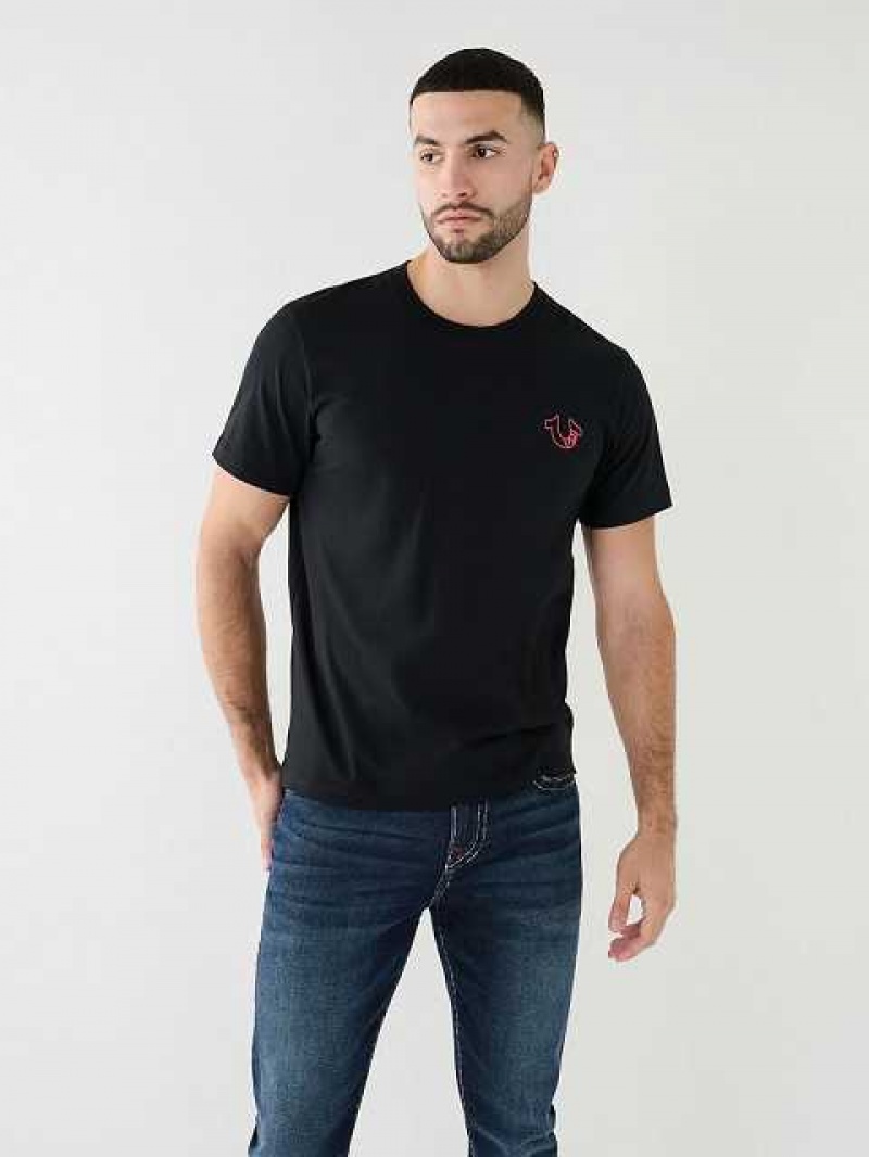 True Religion Horseshoe Logo T-shirt Herr Svarta | YLR287915