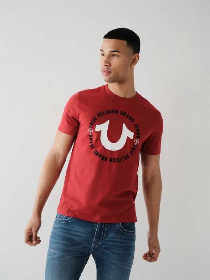 True Religion Horseshoe Logo T-shirt Herr Röda | XAZ293471