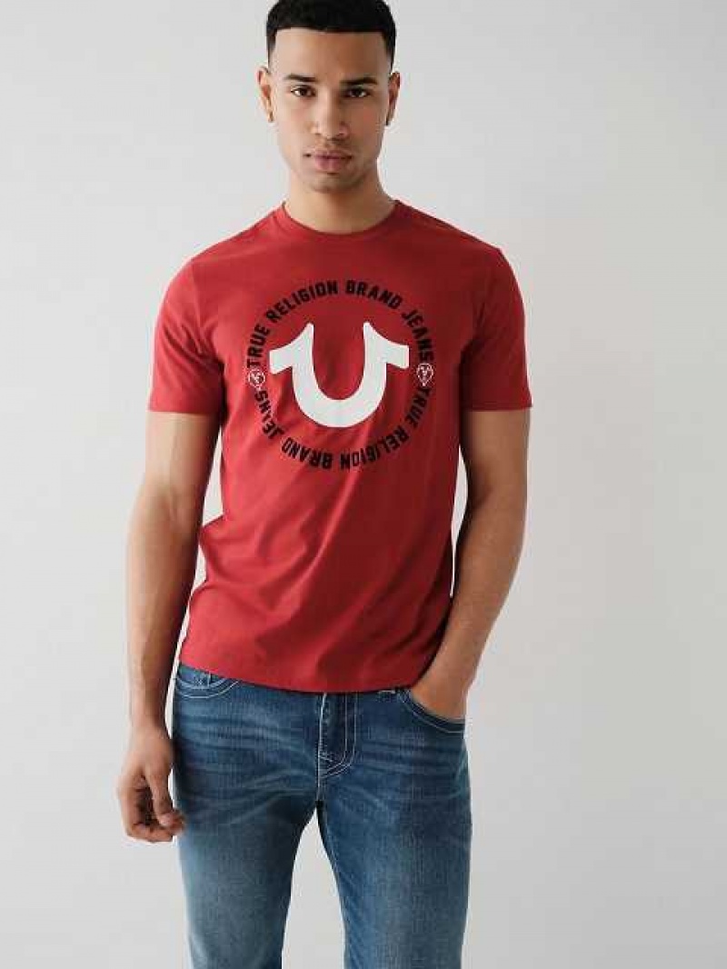 True Religion Horseshoe Logo T-shirt Herr Röda | XAZ293471