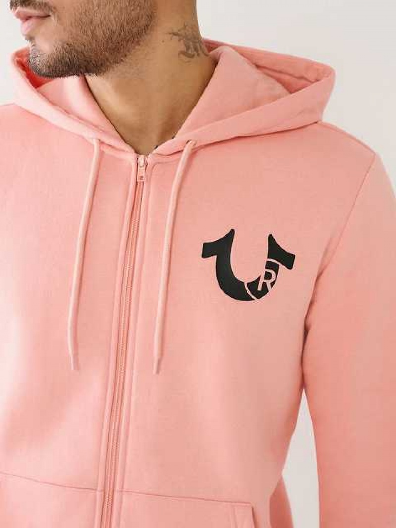 True Religion Horseshoe Logo Zip Hoodie Herr Korall | DHM961735