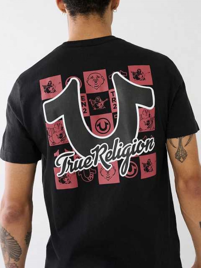 True Religion Hs Tr Grid Crew T-shirt Herr Svarta | FKD356481