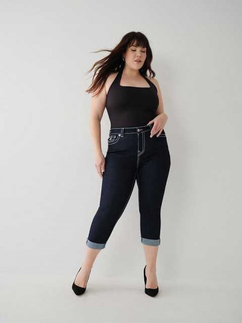 True Religion Jennie Big T Curvy Crop Skinny Jeans Dam Body Rinse | LEB381504