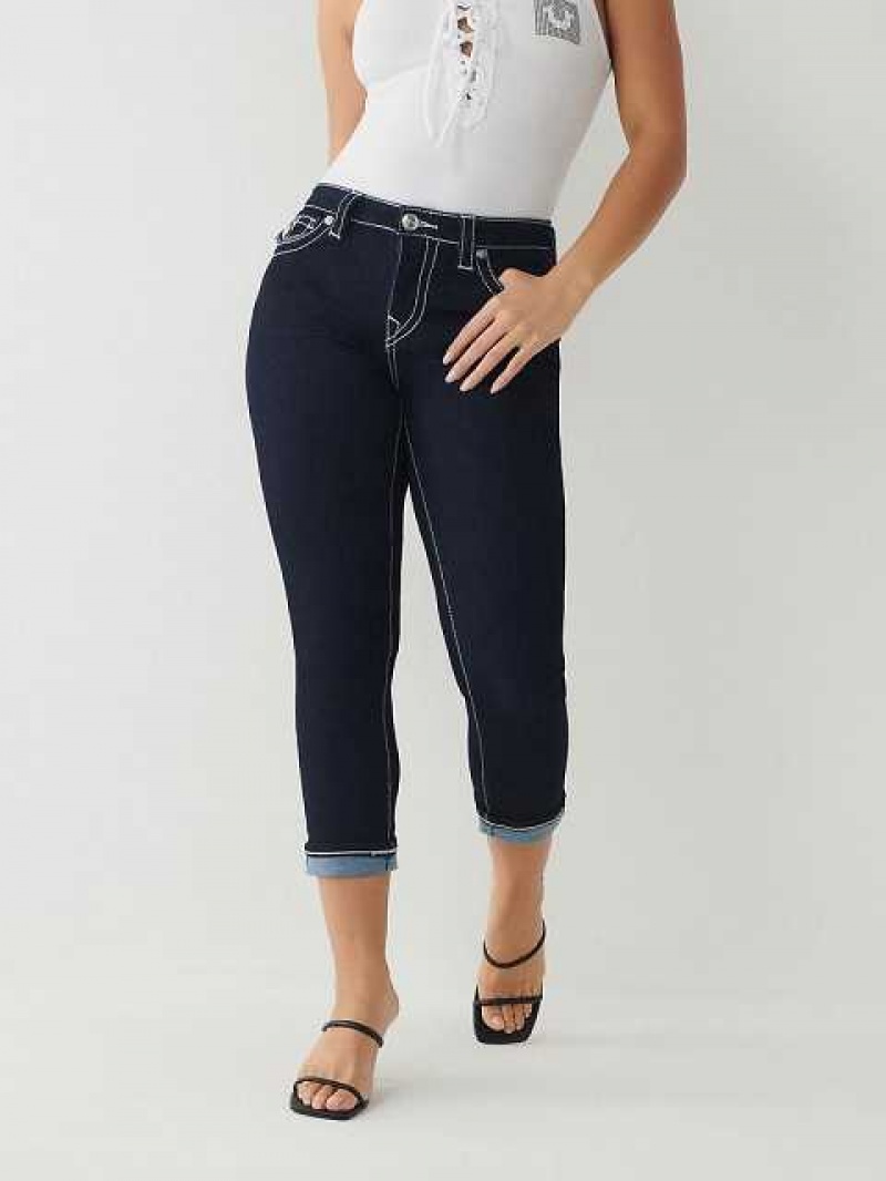 True Religion Jennie Big T Curvy Crop Skinny Jeans Dam Body Rinse | LEB381504