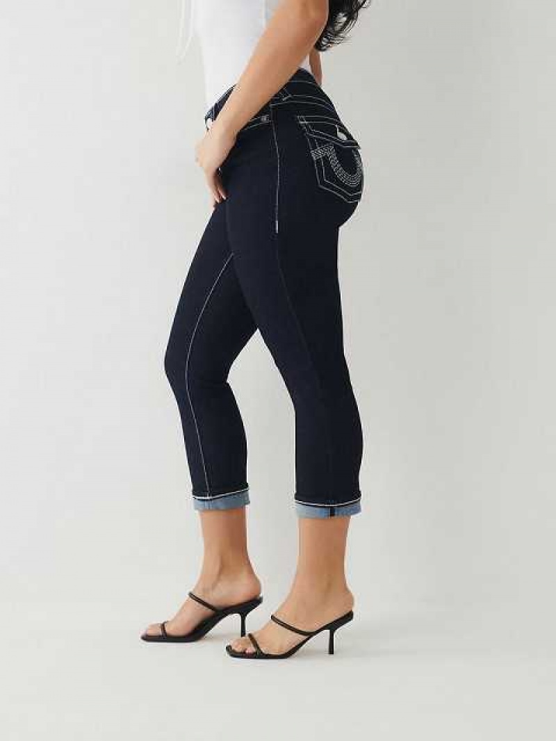 True Religion Jennie Big T Curvy Crop Skinny Jeans Dam Body Rinse | LEB381504