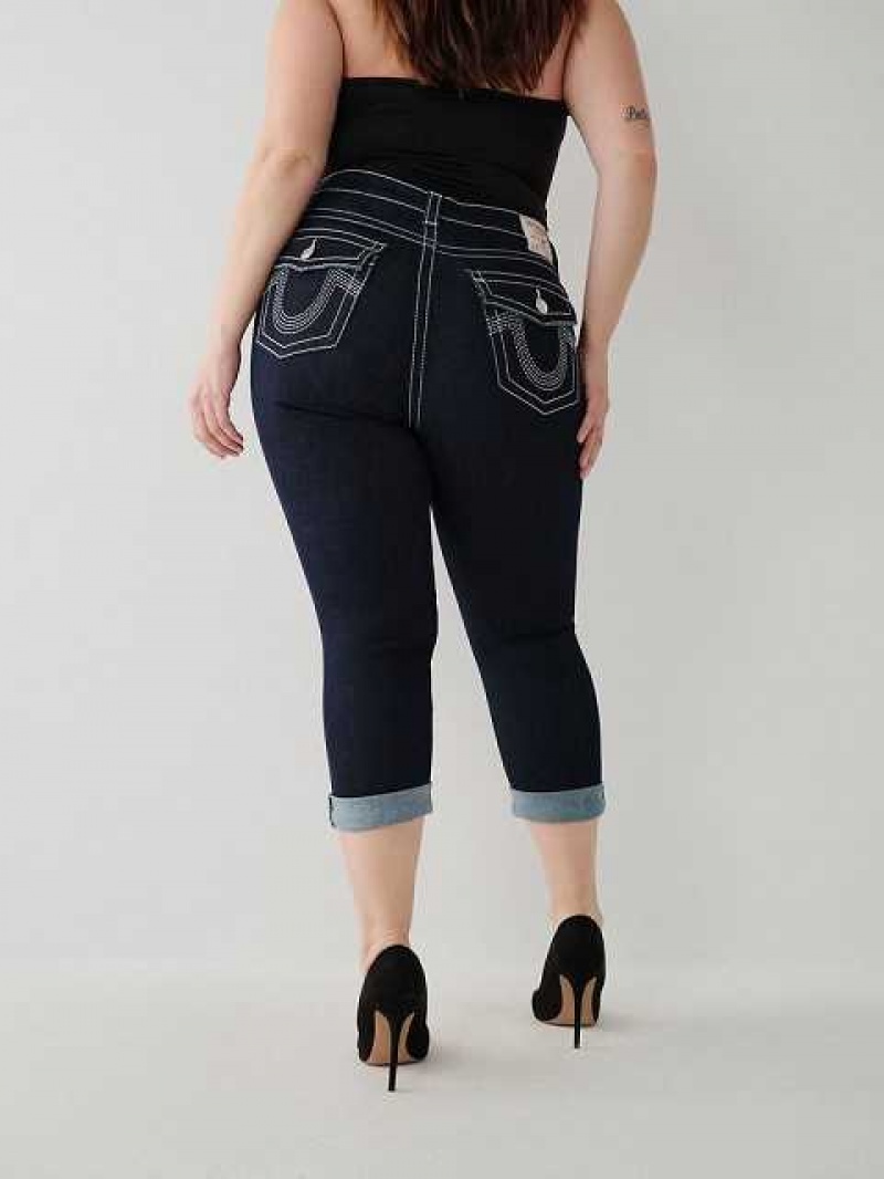 True Religion Jennie Big T Curvy Crop Skinny Jeans Dam Body Rinse | LEB381504