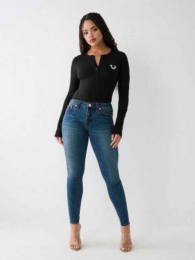 True Religion Jennie Big T Curvy Skinny Jeans Dam Mörkblå | JOB235109