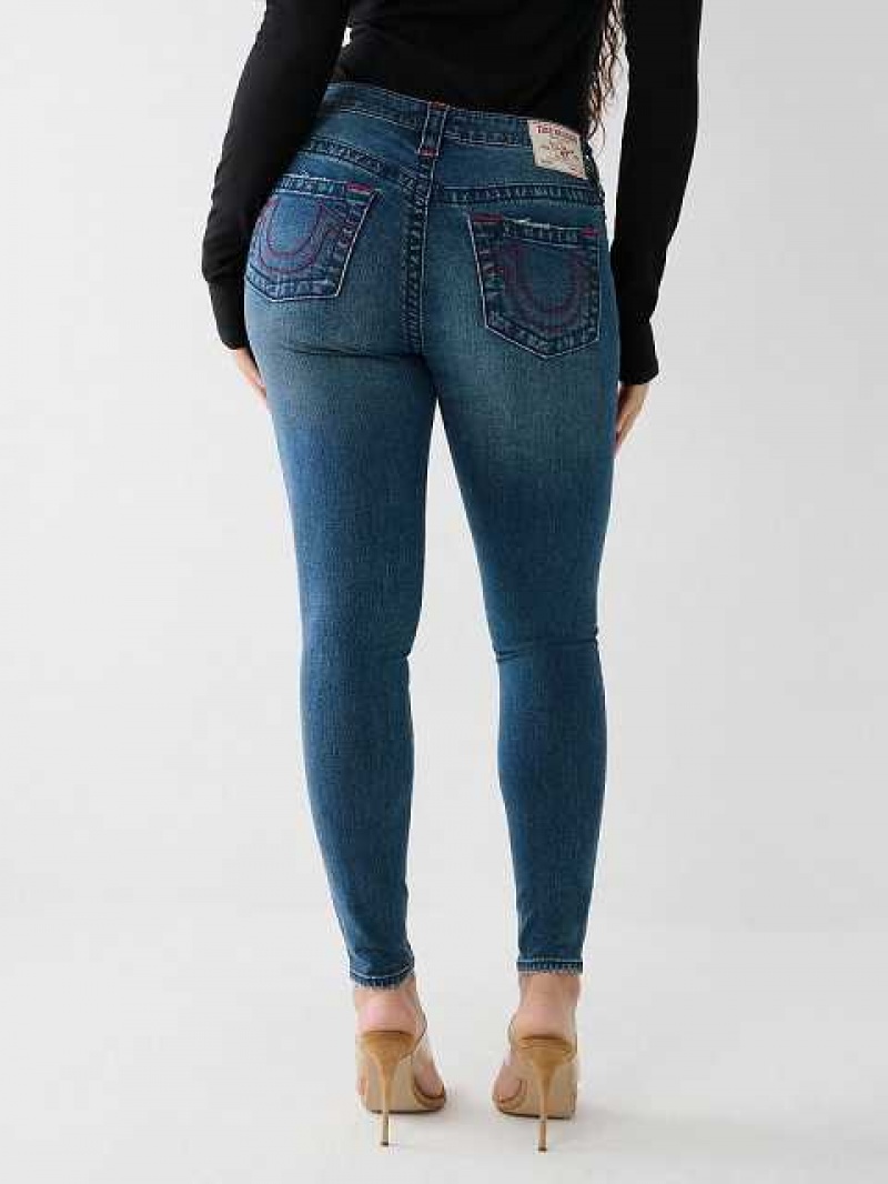 True Religion Jennie Big T Curvy Skinny Jeans Dam Mörkblå | JOB235109