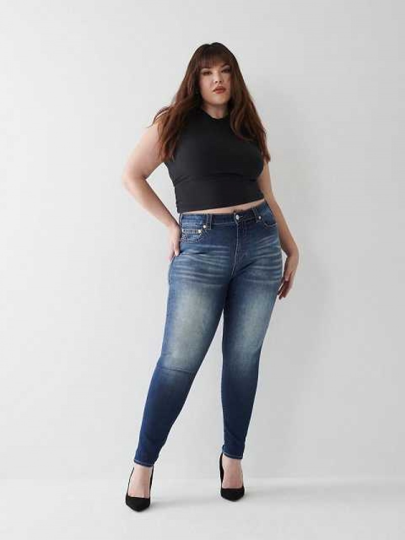 True Religion Jennie Big T Curvy Skinny Jeans Dam Blå | SKP948157