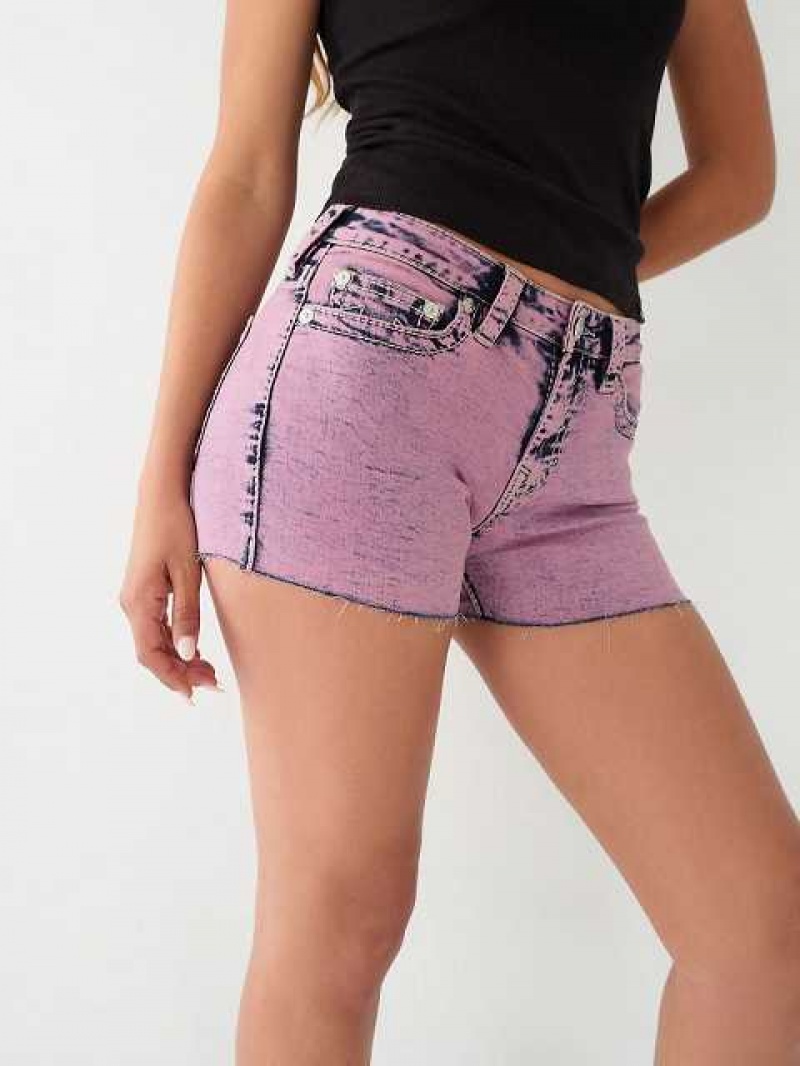 True Religion Jennie Big T Stitch Curvy Shorts Dam Fuchsia | ZYU786215