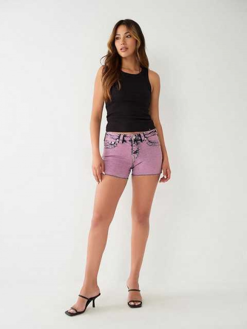 True Religion Jennie Big T Stitch Curvy Shorts Dam Fuchsia | ZYU786215