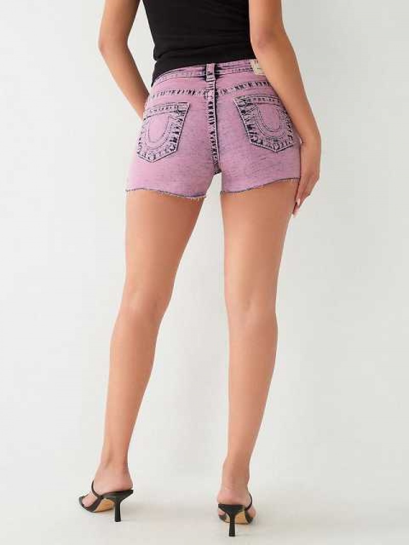 True Religion Jennie Big T Stitch Curvy Shorts Dam Fuchsia | ZYU786215