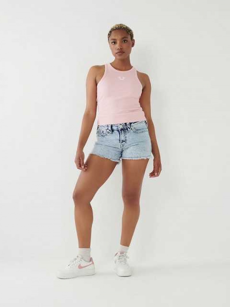 True Religion Jennie Big T Stitch Curvy Shorts Dam Tvätt | BRZ985602