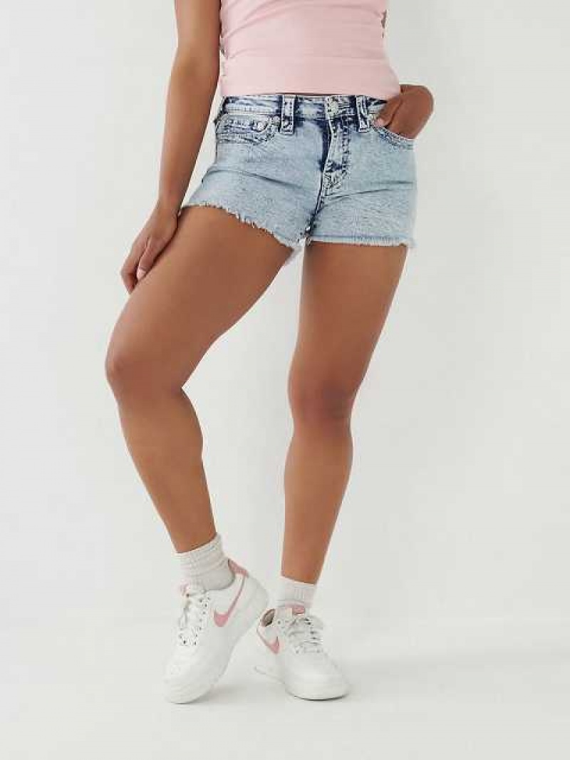 True Religion Jennie Big T Stitch Curvy Shorts Dam Tvätt | BRZ985602