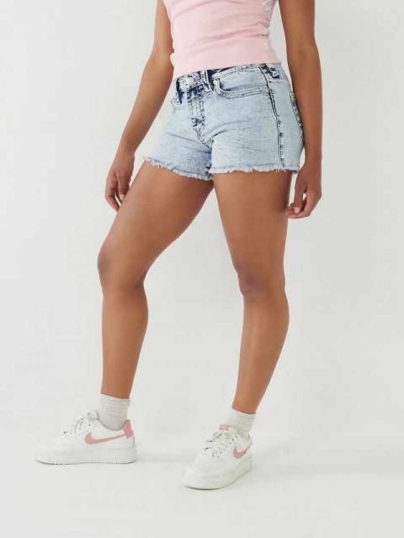 True Religion Jennie Big T Stitch Curvy Shorts Dam Tvätt | BRZ985602