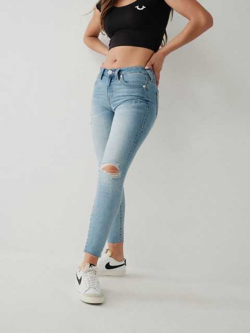 True Religion Jennie Curvy Ankle Skinny Jeans Dam Ljusblå | QHG075286