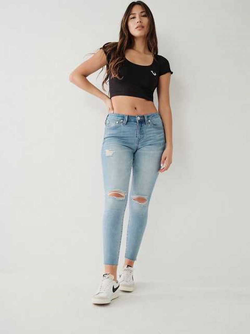 True Religion Jennie Curvy Ankle Skinny Jeans Dam Ljusblå | QHG075286