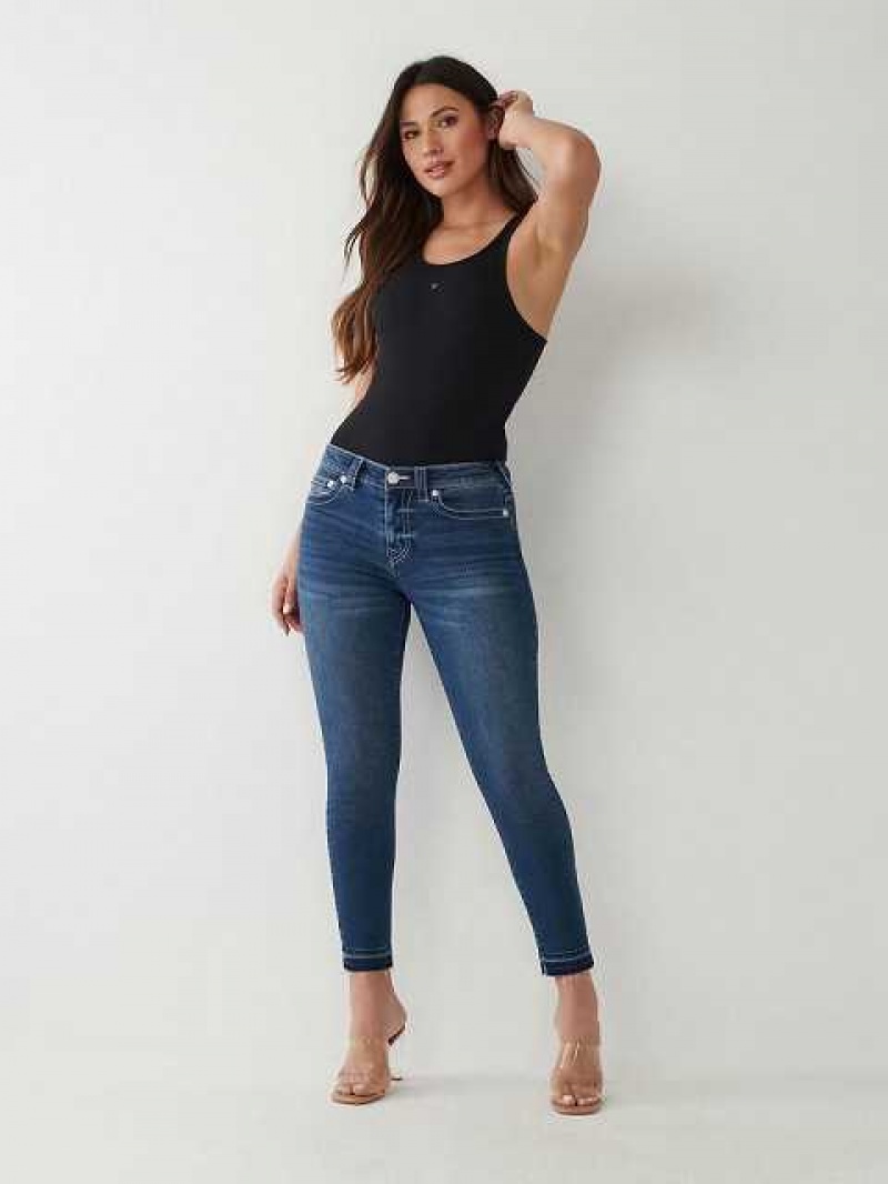 True Religion Jennie Curvy Ankle Skinny Jeans Dam Mörkblå | GRO389475