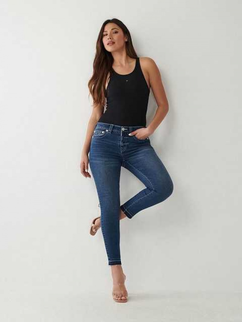 True Religion Jennie Curvy Ankle Skinny Jeans Dam Mörkblå | GRO389475