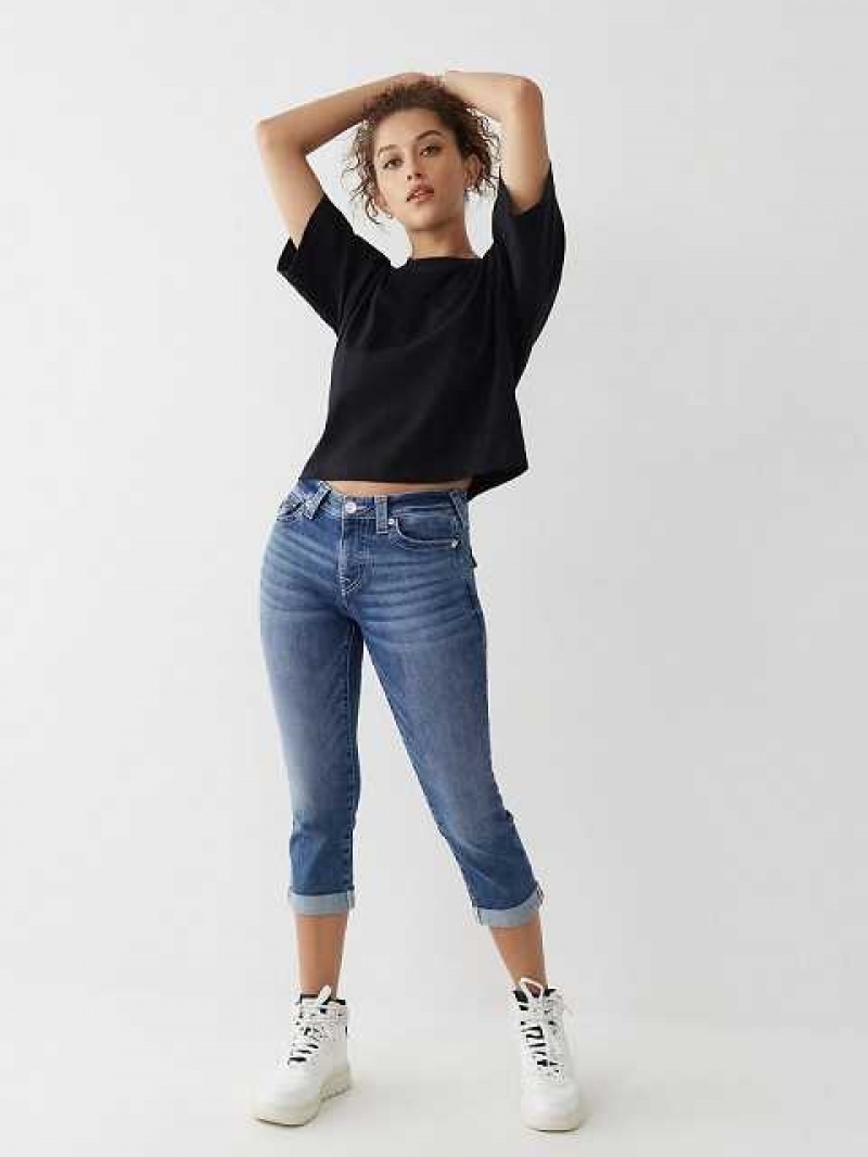 True Religion Jennie Curvy Crop Skinny Jeans Dam Tvätt | EOY795608