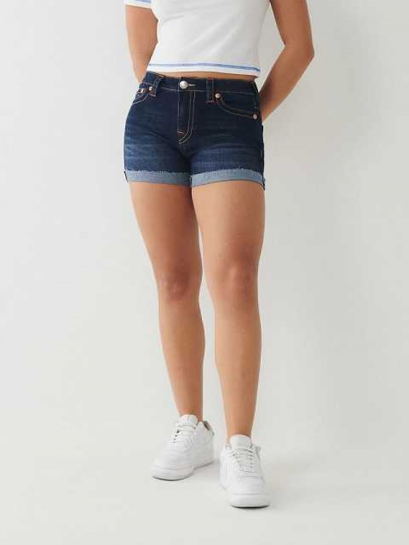 True Religion Jennie Curvy Shorts Dam Mörkblå | WMN245138