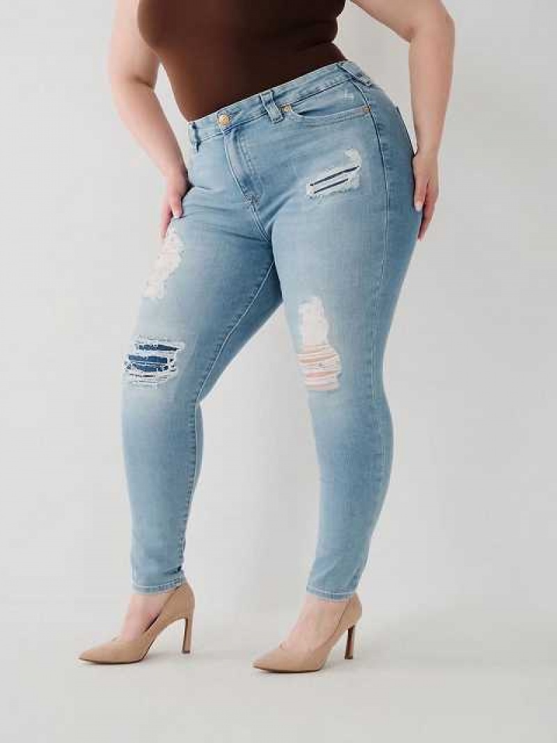 True Religion Jennie High Rise Curvy Skinny Jeans Dam Blå | DVL719032