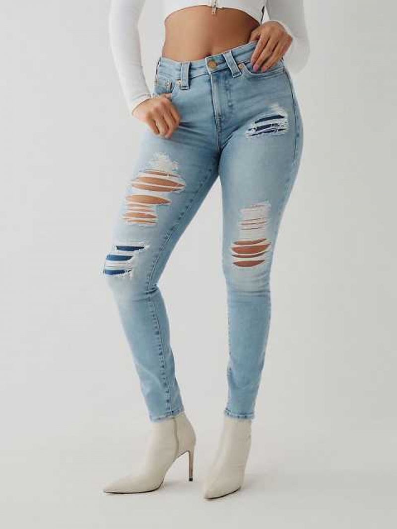 True Religion Jennie High Rise Curvy Skinny Jeans Dam Blå | DVL719032