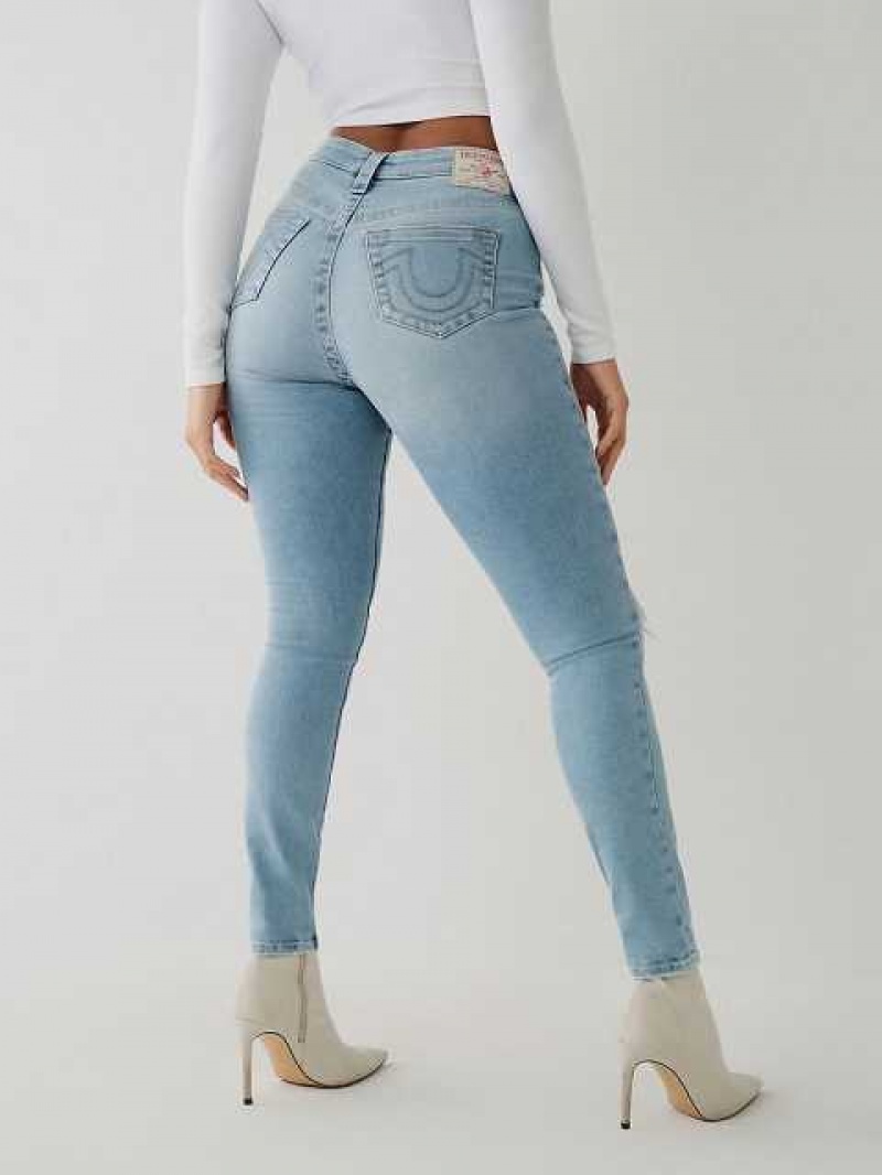 True Religion Jennie High Rise Curvy Skinny Jeans Dam Blå | DVL719032